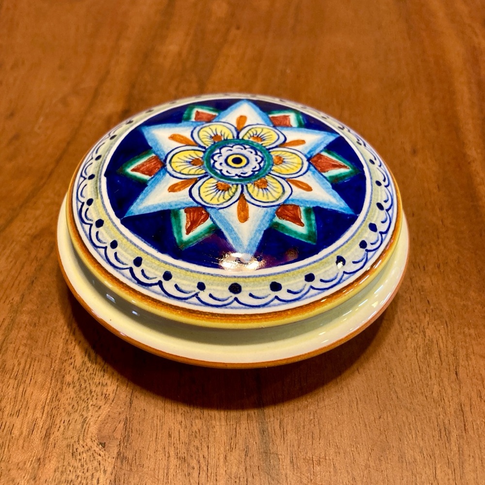 Italian ceramic trinket box, hand painted